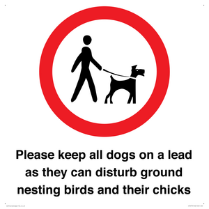 Please keep all dogs on a lead as they can disturb ground nesting birds and their chicks